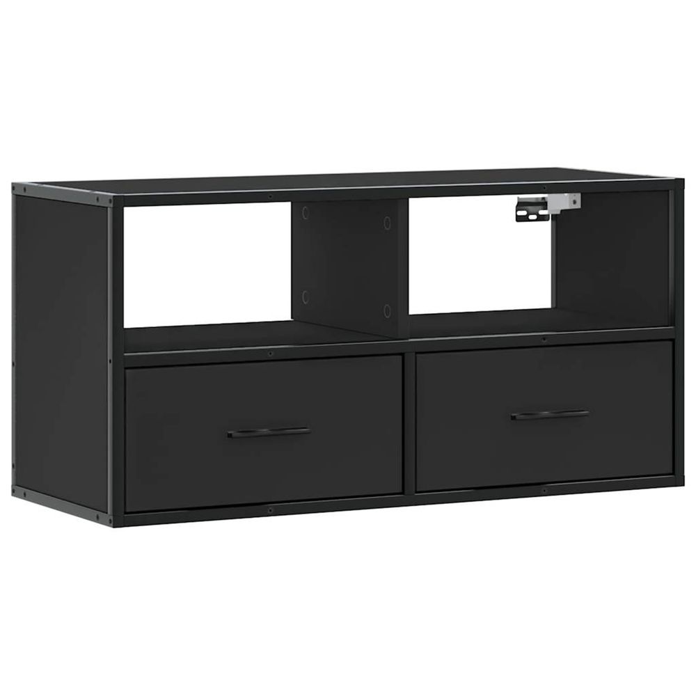 Meuble tv noir 80x31x39,5 cm bois d'ingénierie et métal