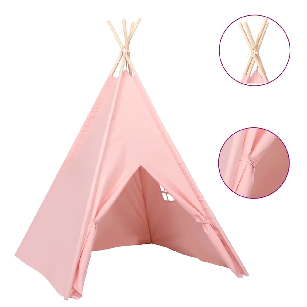 Tente tipi d'enfants avec sac peau de pêche rose 120x120x150 cm