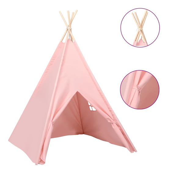 Tente tipi d'enfants avec sac peau de pêche rose 120x120x150 cm