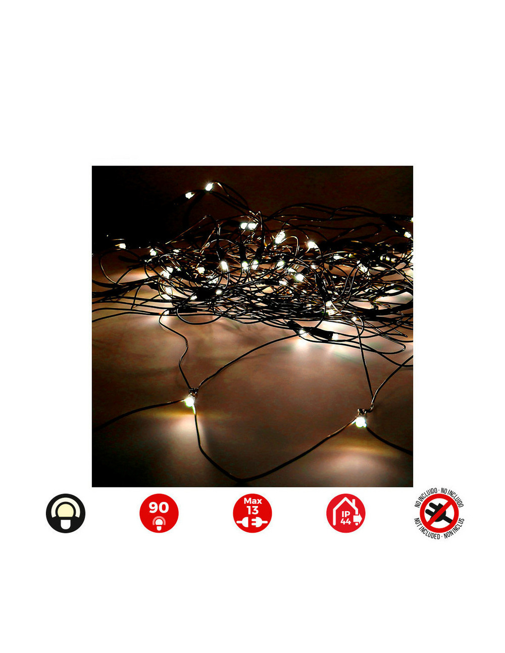 Rideau red icicle easy-connect 2x1,5m 90 led blanc chaud 30v (usage int. Ext.) edm total 1,62w