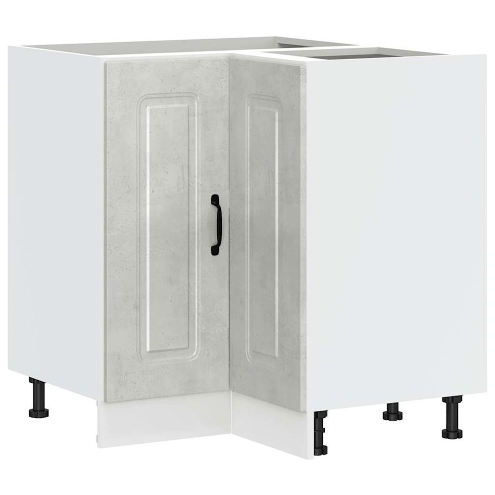 Armoire d'angle de cuisine kalmar gris béton bois d'ingénierie