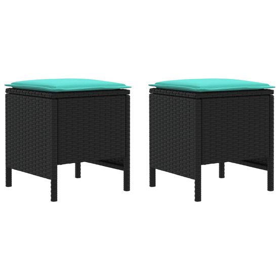 Pouf de jardin 2 pièce noir et turquoise 38 x 38 x 45 cm