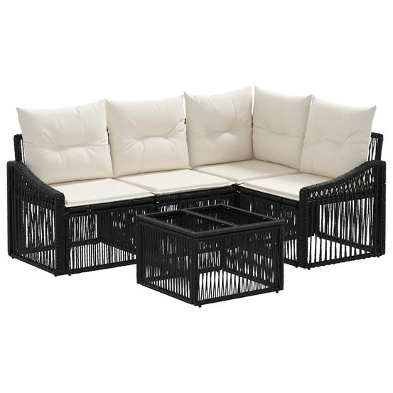 Ensemble de canapé de jardin 5 pc noir polyrotin