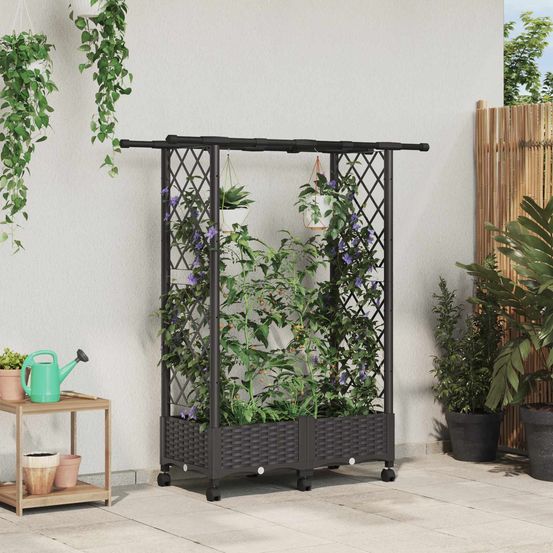 Jardinière surélevée polypropylène jardin terrasse support plantes grimpantes 122x40x127 marron