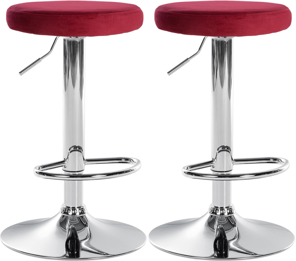 Lot de 2 tabourets de bar ponte velours chrome