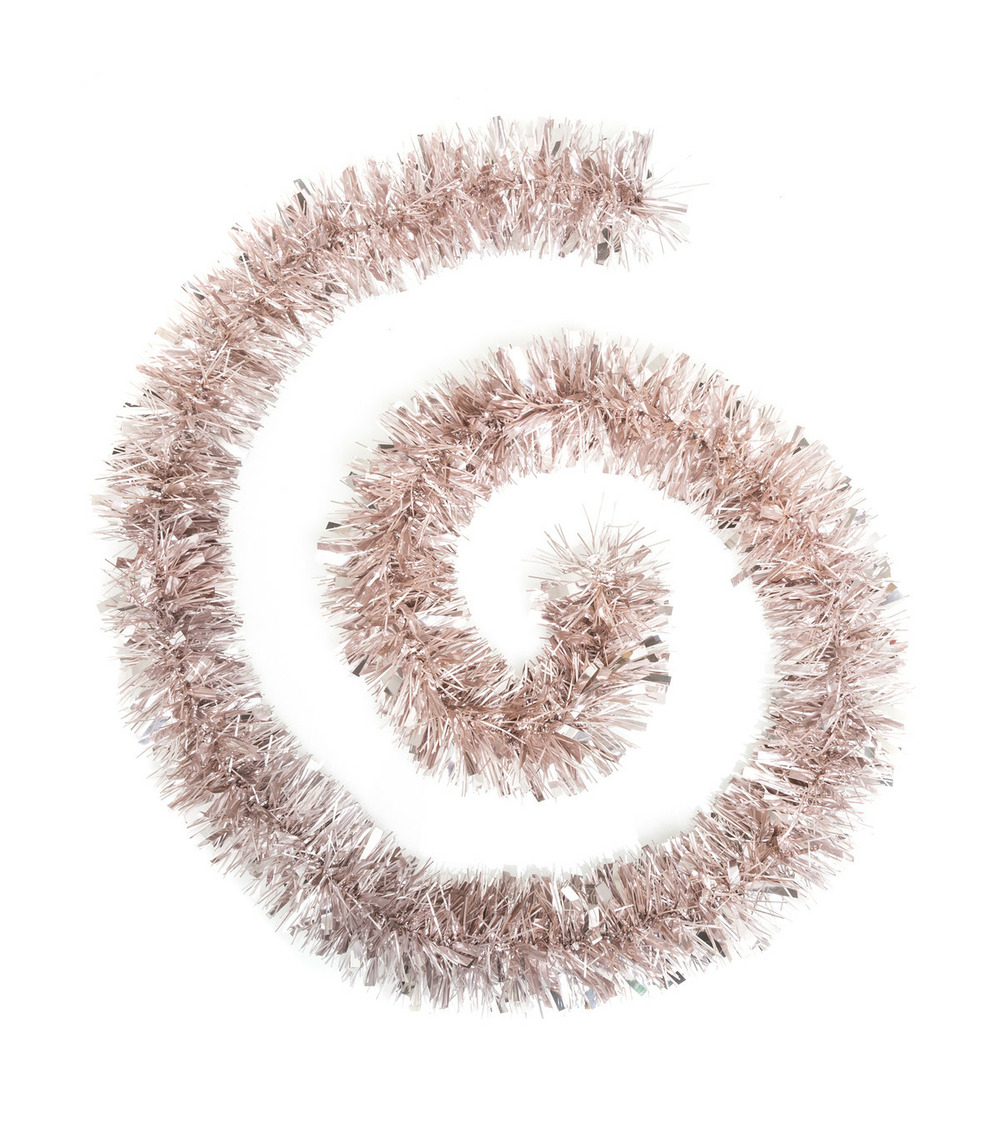 Guirlande de noël large 10 cm rose mixte brillant et mat longueur 2 mètres