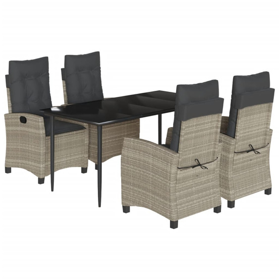 Ensemble à manger de jardin et coussins 5 pcs gris clair rotin