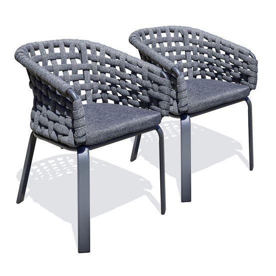 Lot de 2 fauteuils de jardin en corde tissée