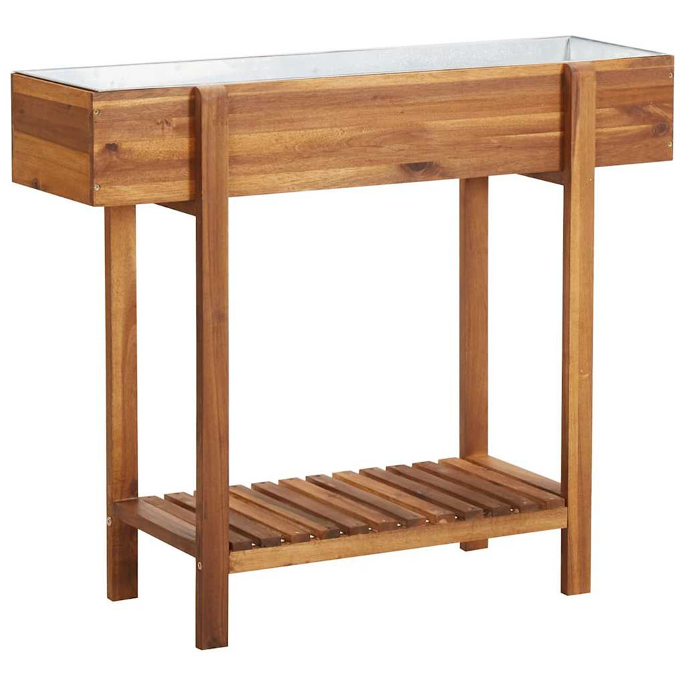 Lit surélevé de jardin bois massif d'acacia et zinc