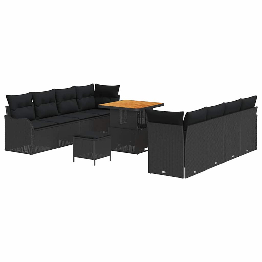 Ensemble de canapé de jardin avec coussin 11 pcs noir