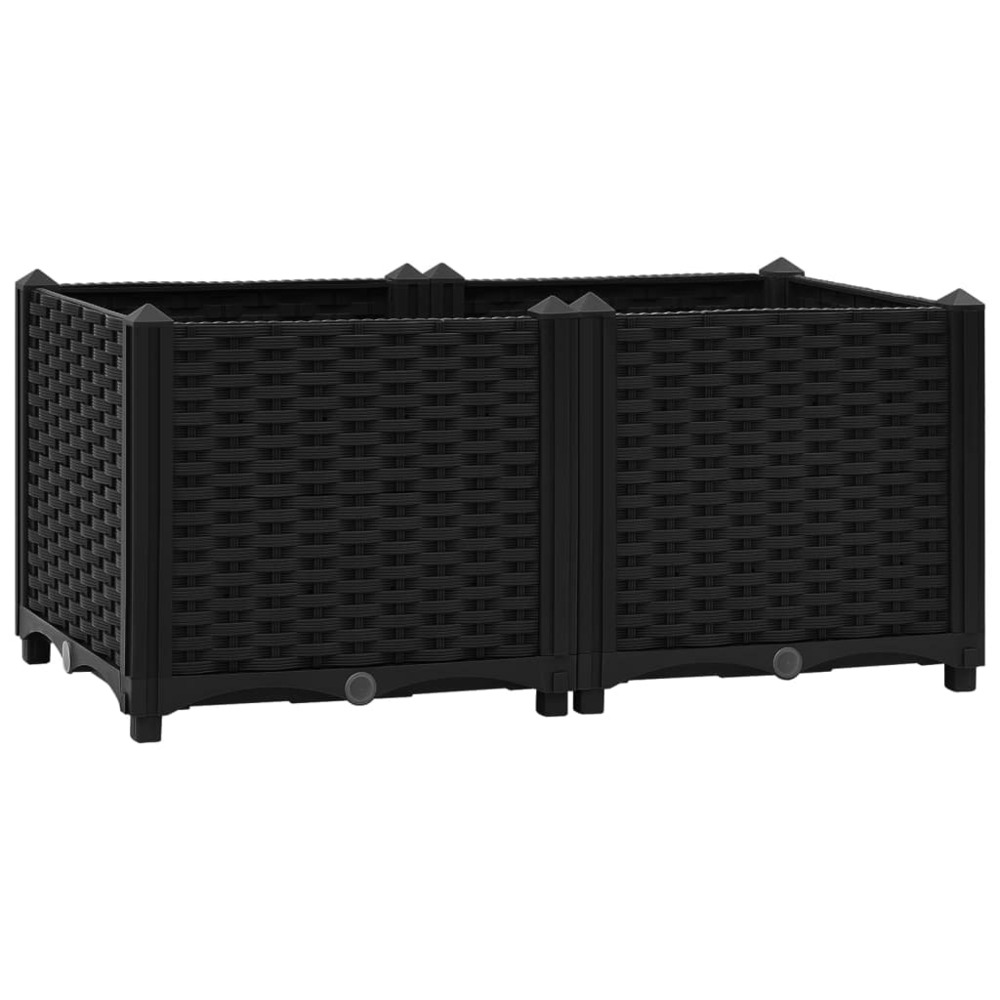 Jardinière lit surélevé plantes fleurs jardin 80 x 40 x 38 cm polypropylène noir