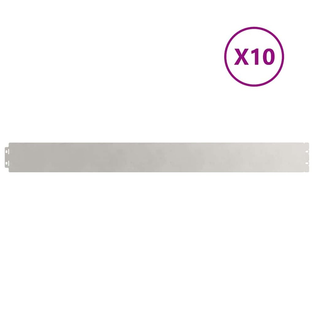 Bordure de pelouse 10 pc 10 x 103 cm acier inoxydable argenté