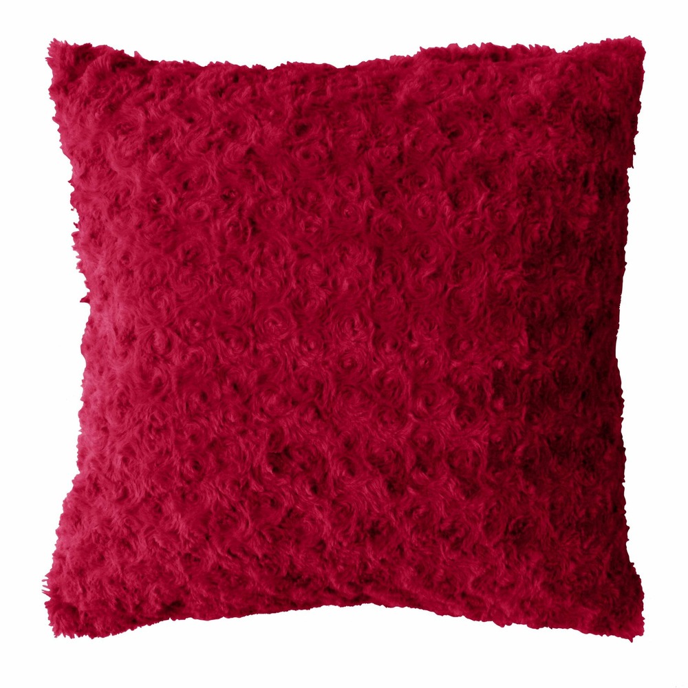Coussin imitation fourrure himalaya rouge