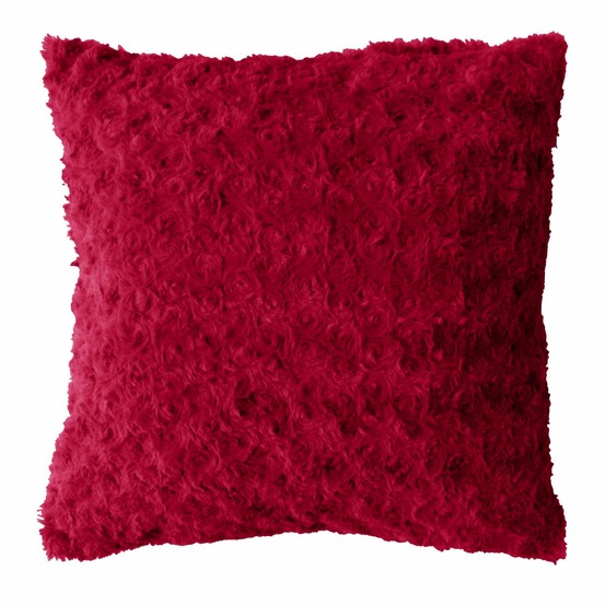 Coussin imitation fourrure himalaya rouge