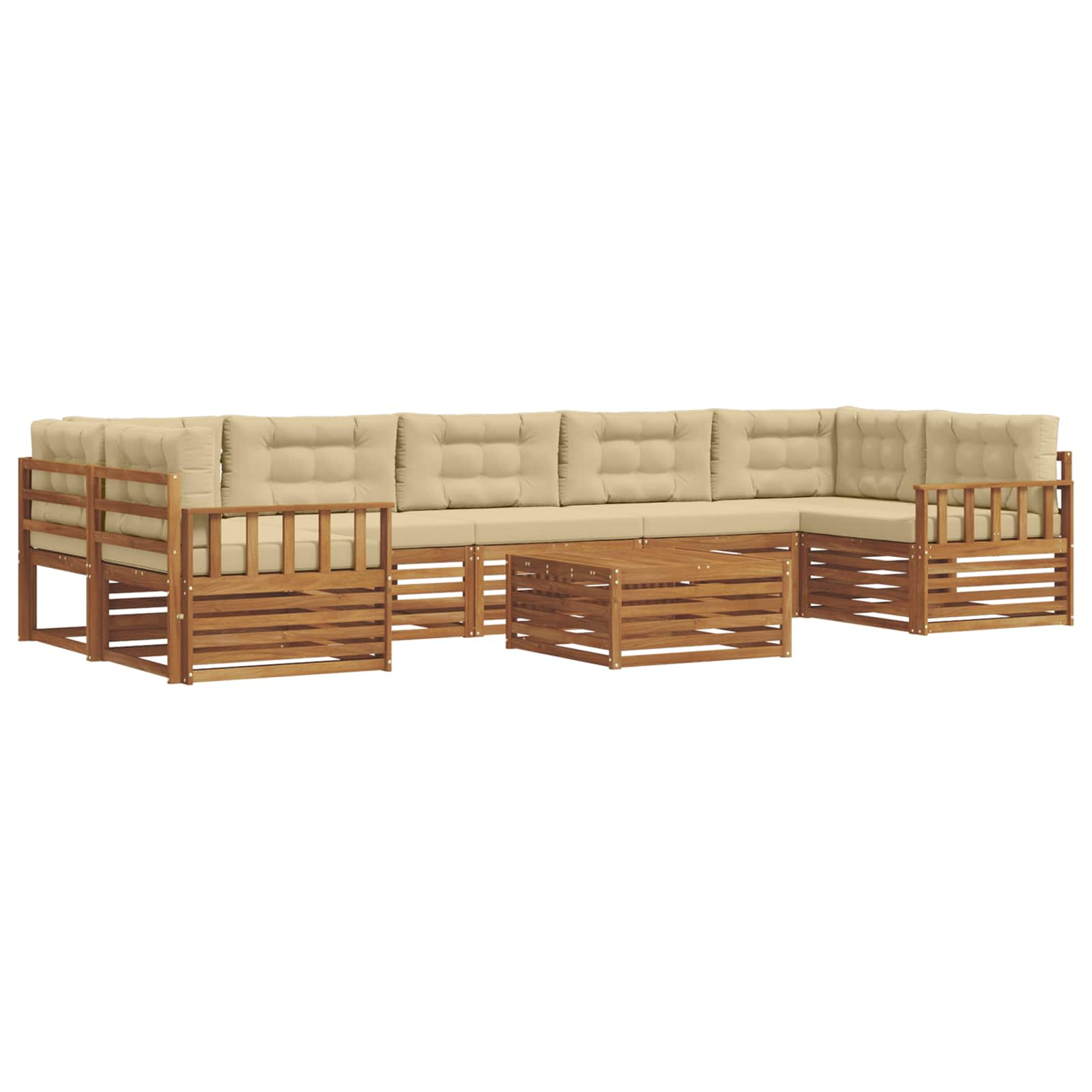 Ensemble de canapés d'extérieur 8 pcs naturel et beige