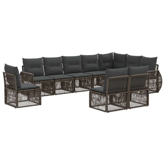 Ensemble de canapé de jardin 10 pc gris et gris foncé polyrotin