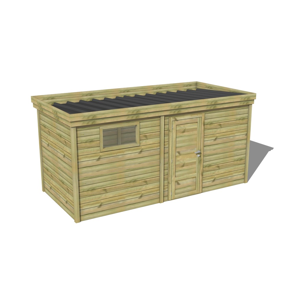 Abri de jardin bois pin traité autoclave 27mm - 4,69x2,14m / 10m2 - bac acier - abri français