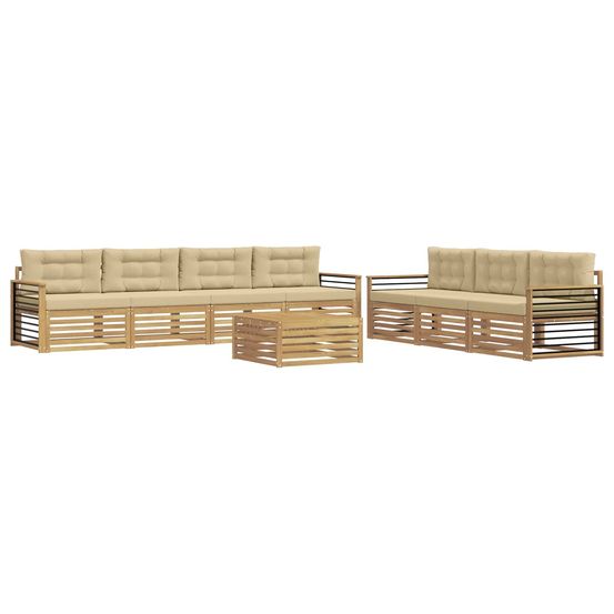 Ensemble de canapés d'extérieur 8 pc blanc et beige polyester