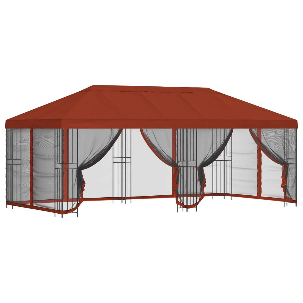 Gazebo avec murs latéraux 6 x 3 m terre cuite