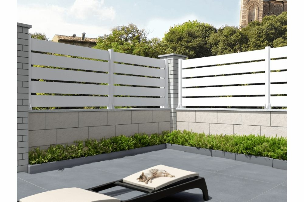 Clôture panneau ajouré blanc l 1911 x h 565 mm 3 lames