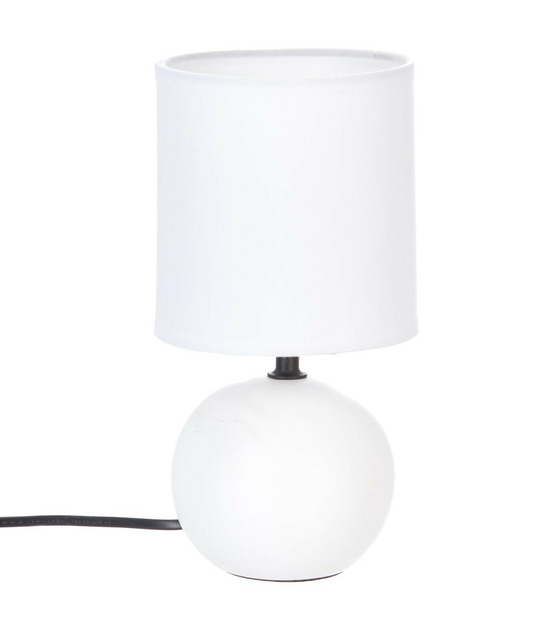 Lampe en céramique pied boule blanc mat
