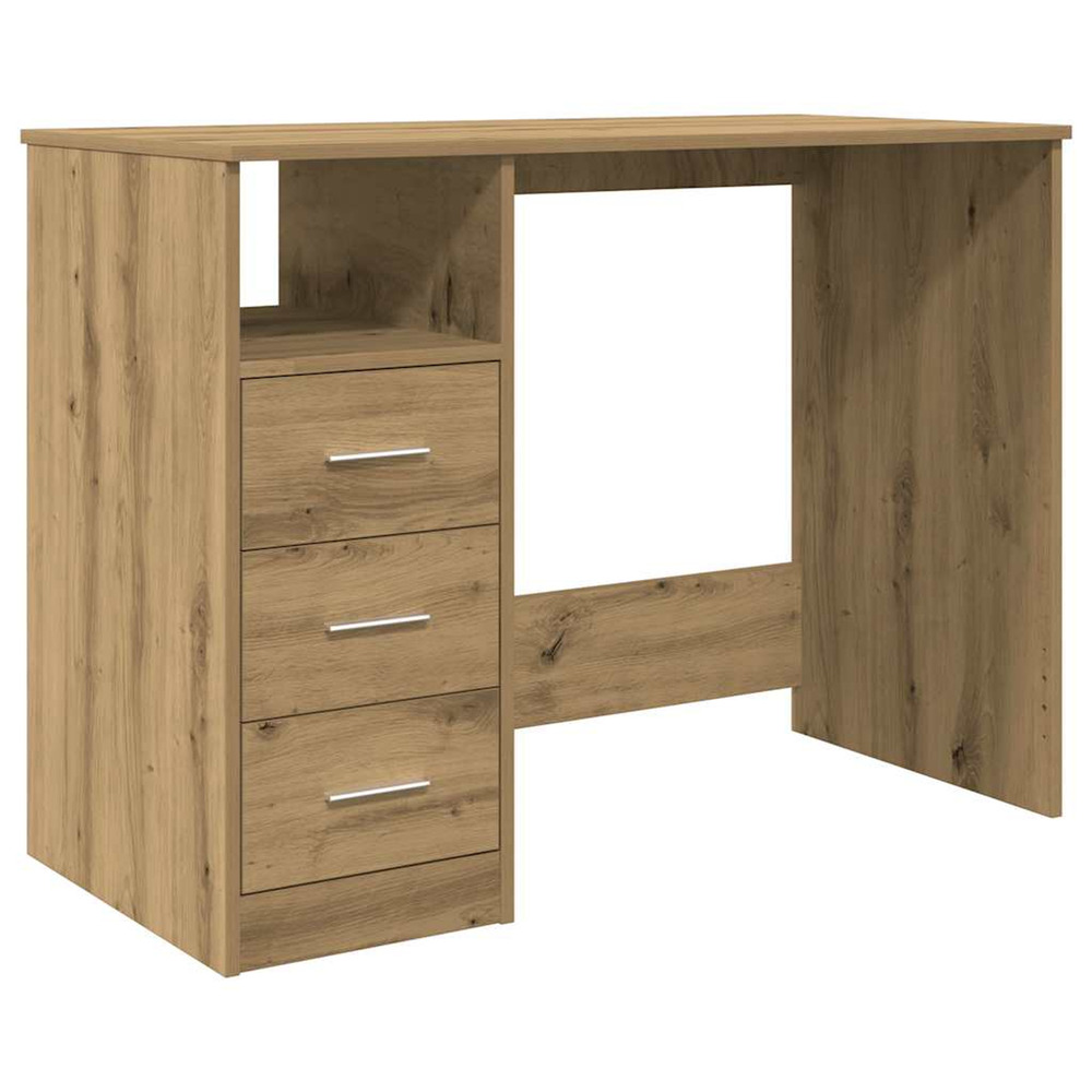 Bureau chêne artisanal 102x50x76 cm bois d'ingénierie