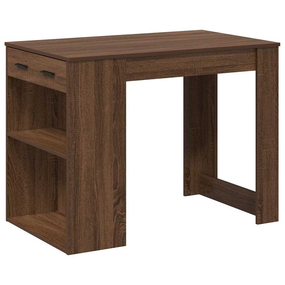 Bureau avec tiroir et étagère chêne marron bois d'ingénierie