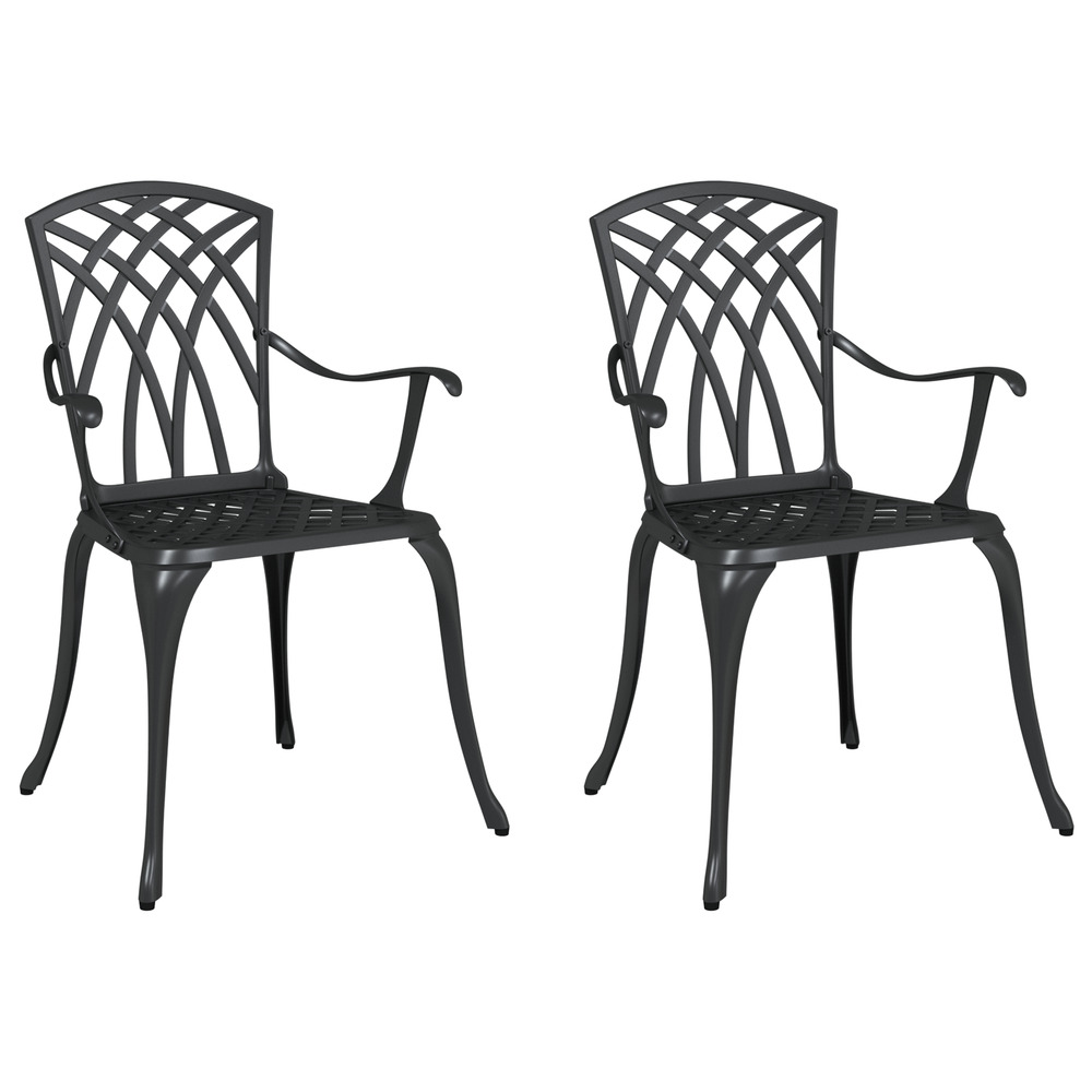 Chaises de jardin 2 pcs aluminium coulé noir