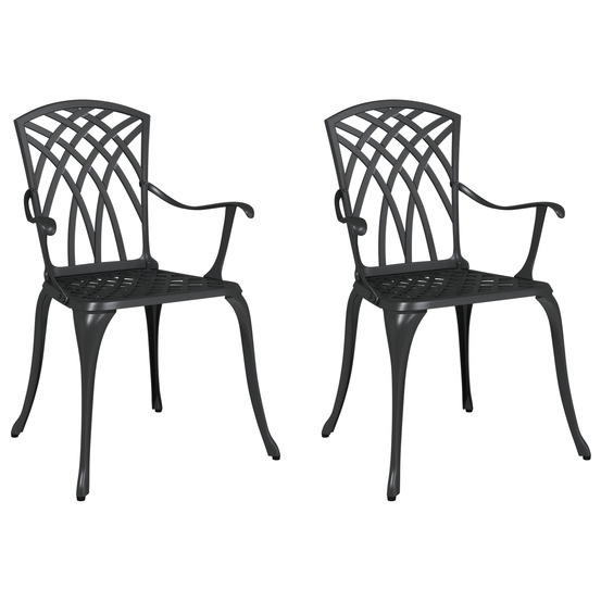 Chaises de jardin 2 pcs aluminium coulé noir