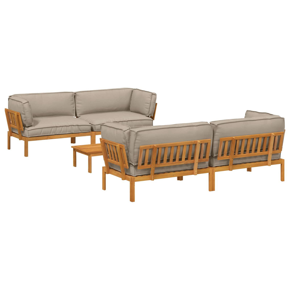 Ensemble de canapés uni 5 pcs taupe bois d'acacia massif