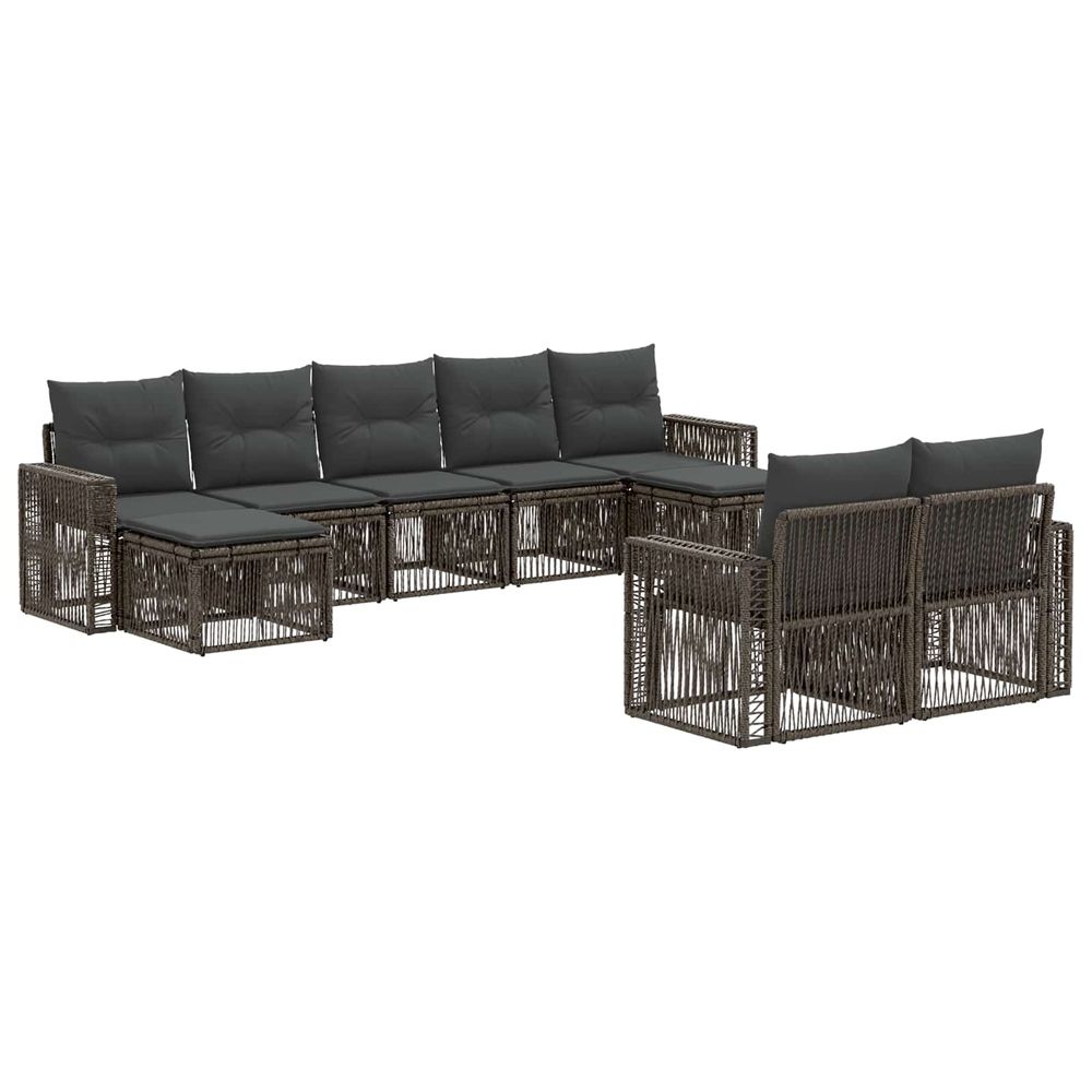 Ensemble de canapé de jardin 9 pc gris et gris foncé polyrotin