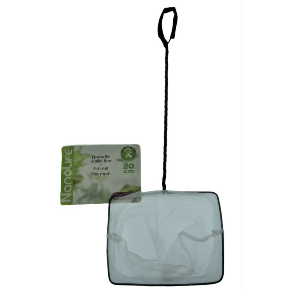 Epuisette filet blanc, maille fine, 20 cm x 16 x 53 cm, aquarium