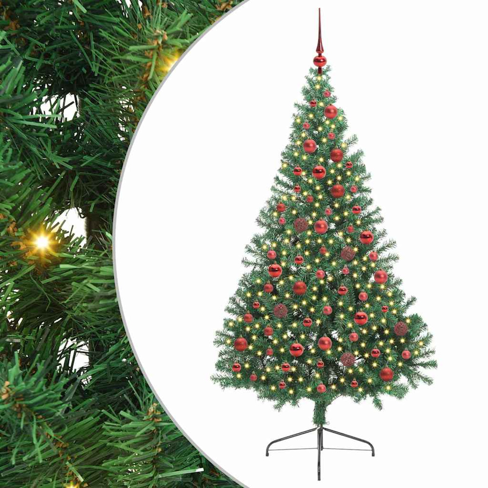 Sapin de noël artificiel pré-éclairé vert 180 cm pvc