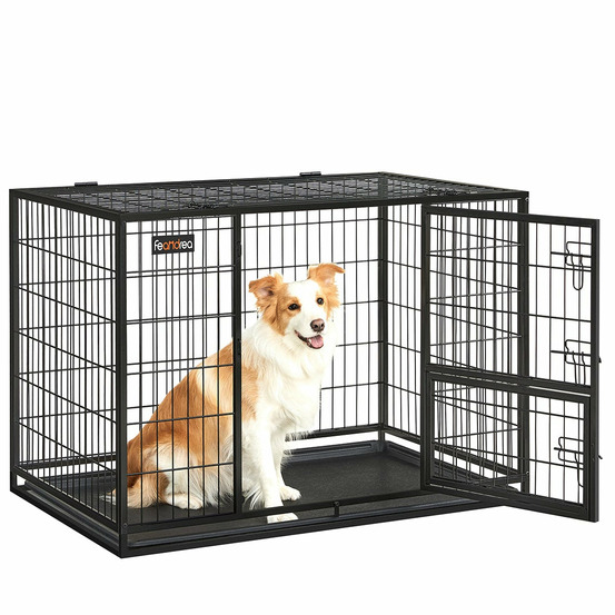 Cage pour chien lourd 107 x 70 x 74,9 cm pour chiens de taille grande et moyennet anti-fugue double porte amovible nettoyage