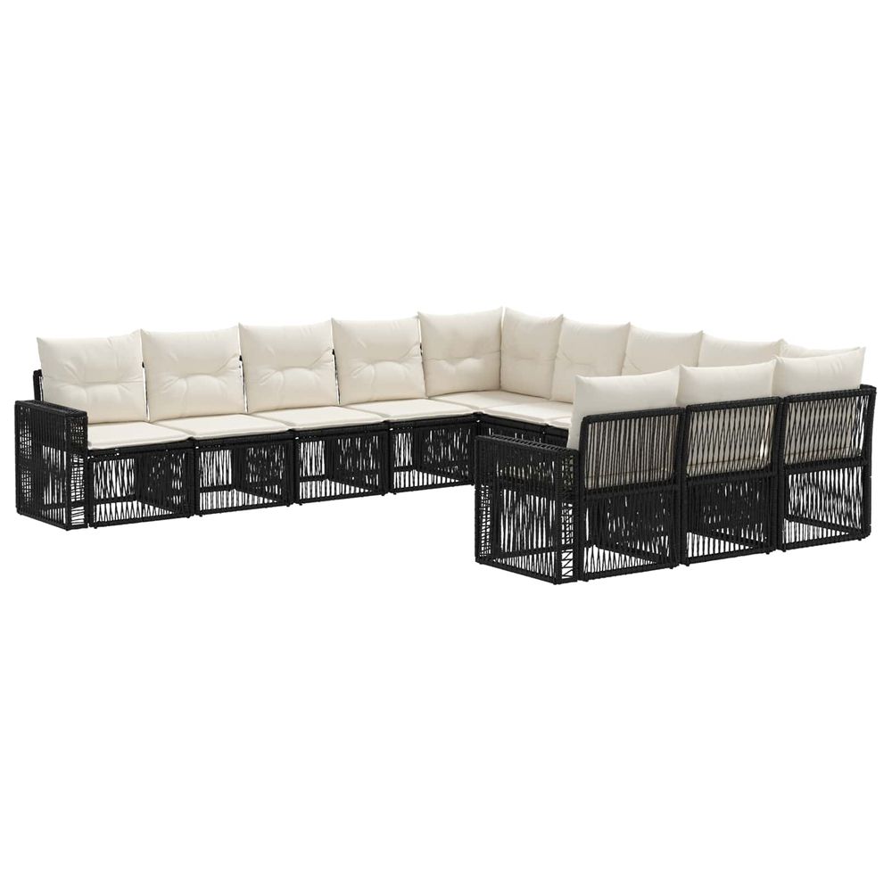 Ensemble de canapé de jardin 11 pc noir et blanc crème