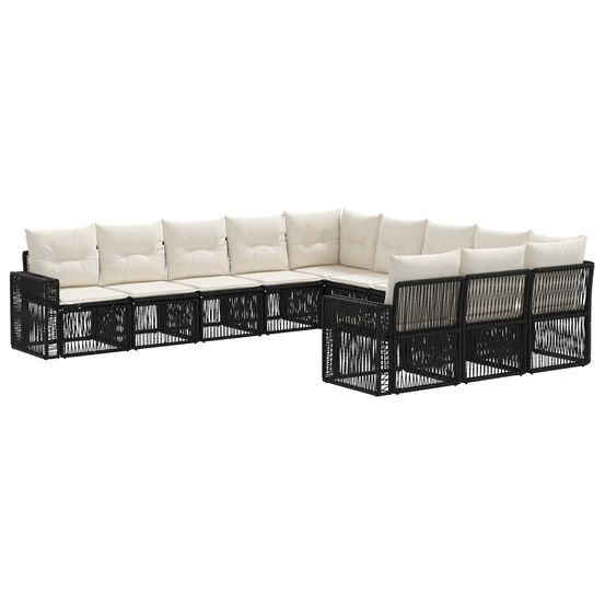 Ensemble de canapé de jardin 11 pc noir et blanc crème