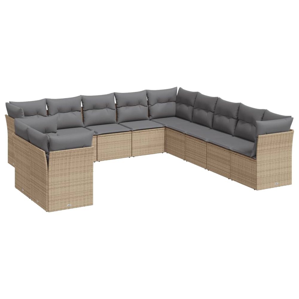 Salon de jardin 11 pcs avec coussins beige résine tressée