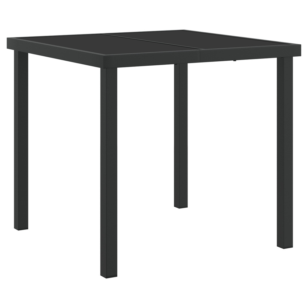 Table de jardin noir 80x80x73 cm en verre trempé