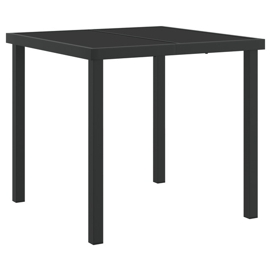 Table de jardin noir 80x80x73 cm en verre trempé