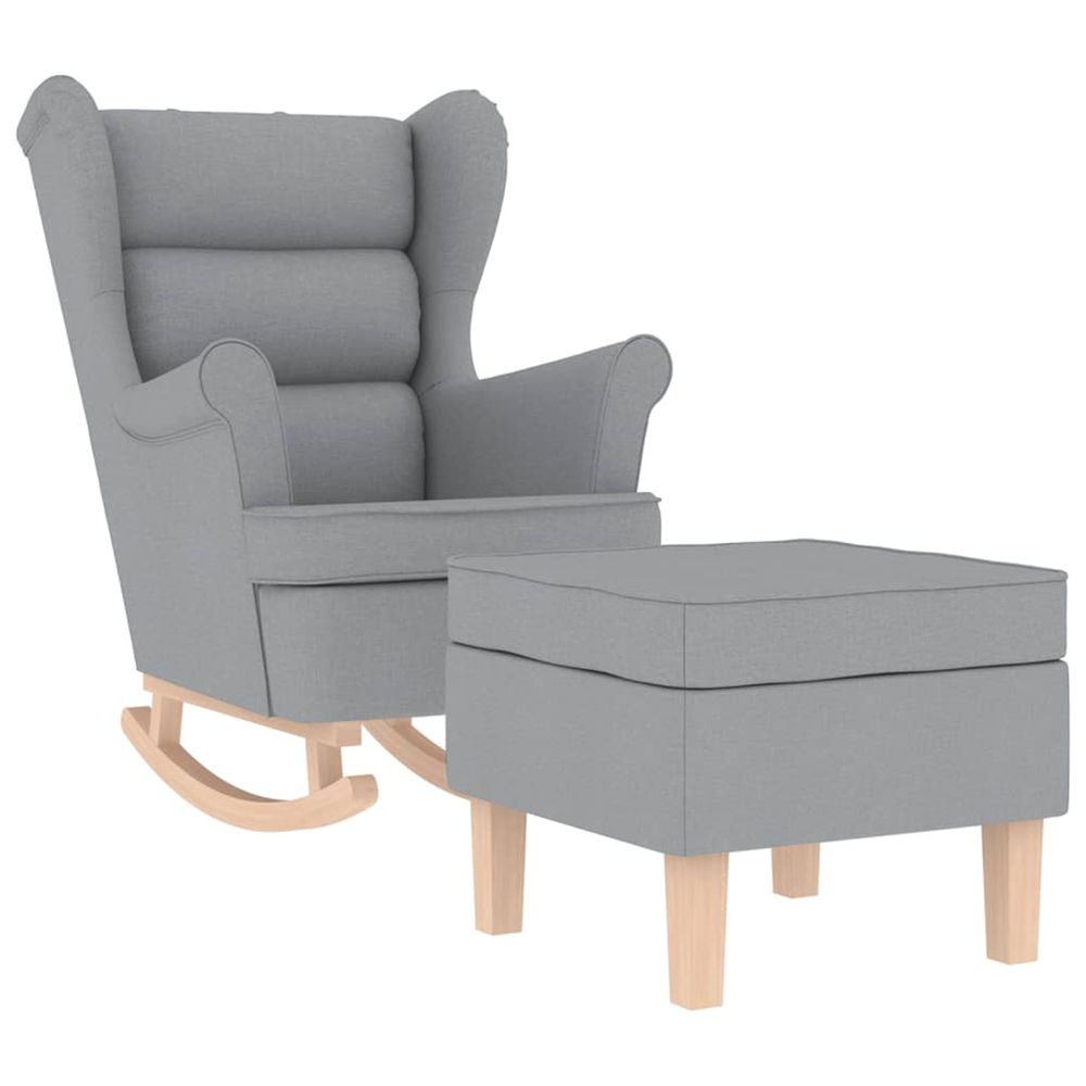 Chaise à bascule avec repose-pied gris clair tissu