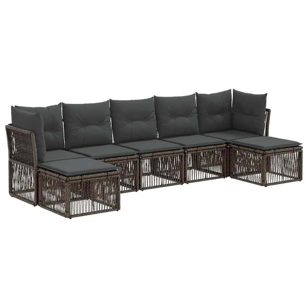 Ensemble de canapé de jardin 7 pcs gris polyrotin