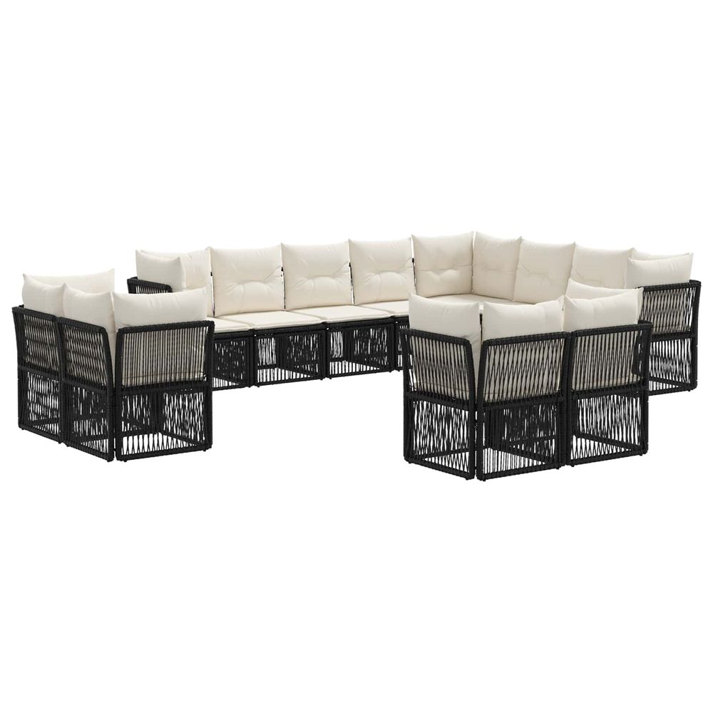 Ensemble de canapé de jardin 12 pc noir polyrotin