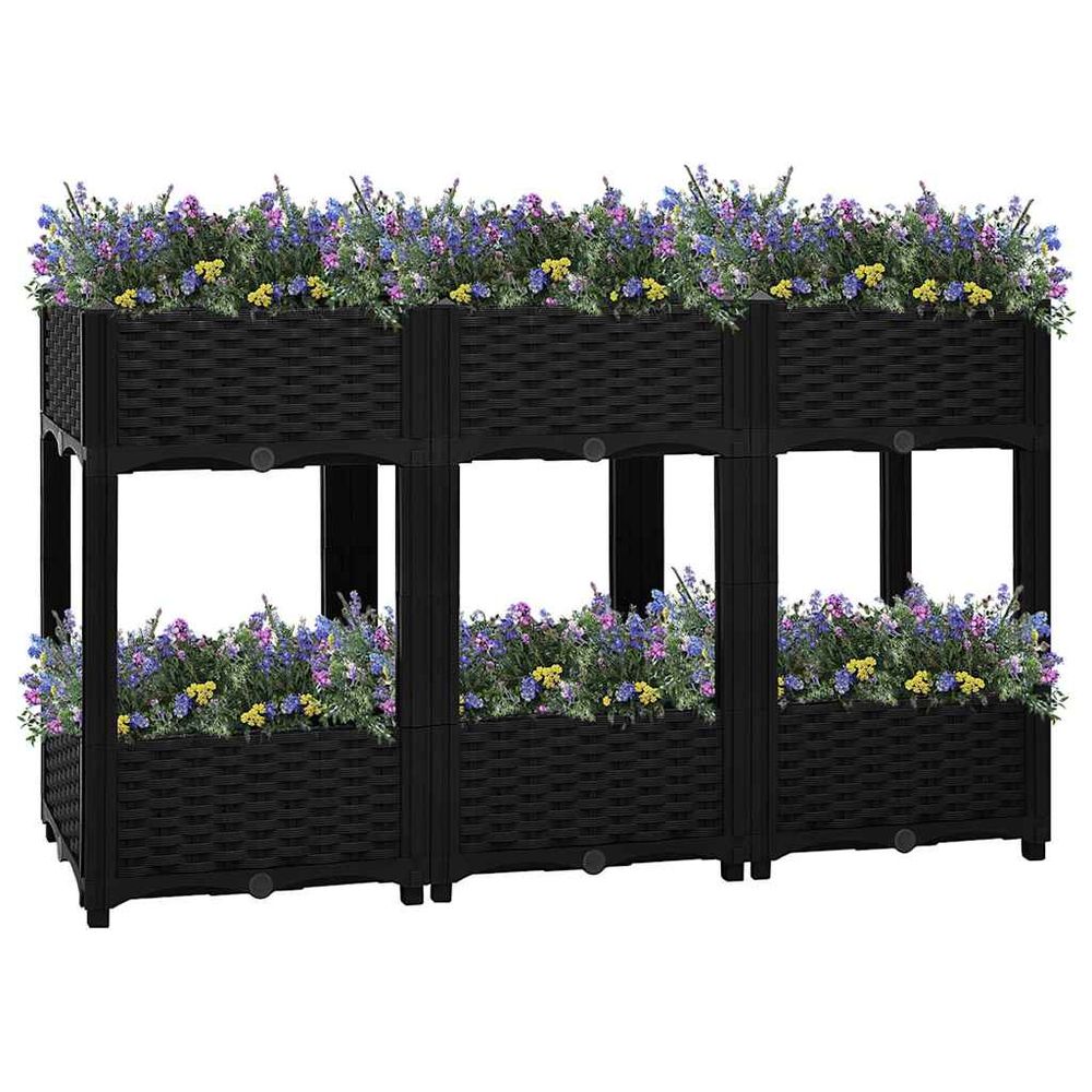 Potager sur pieds 120 cm avec rangement polypropylène pour terrasse noir