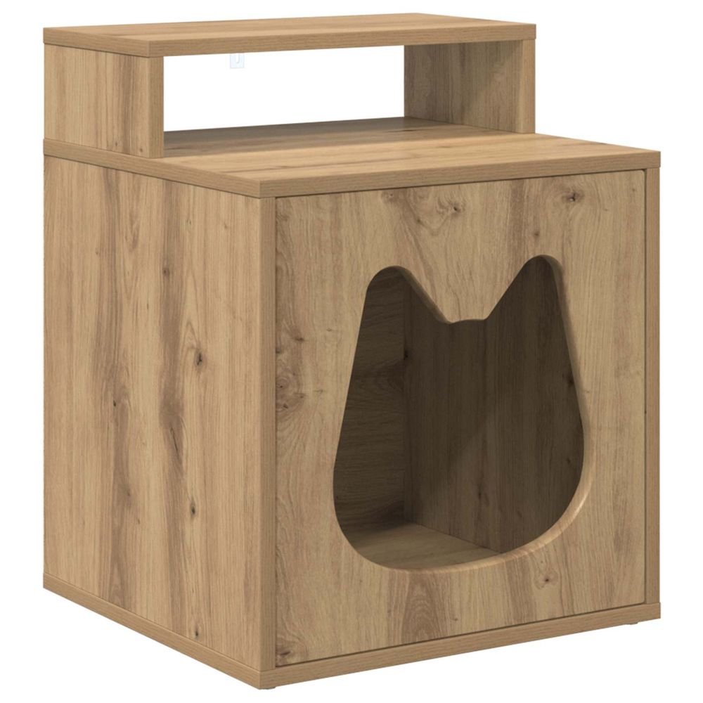 Maison pour chat chêne artisanal 42,5 x 40 x 53,5 cm
