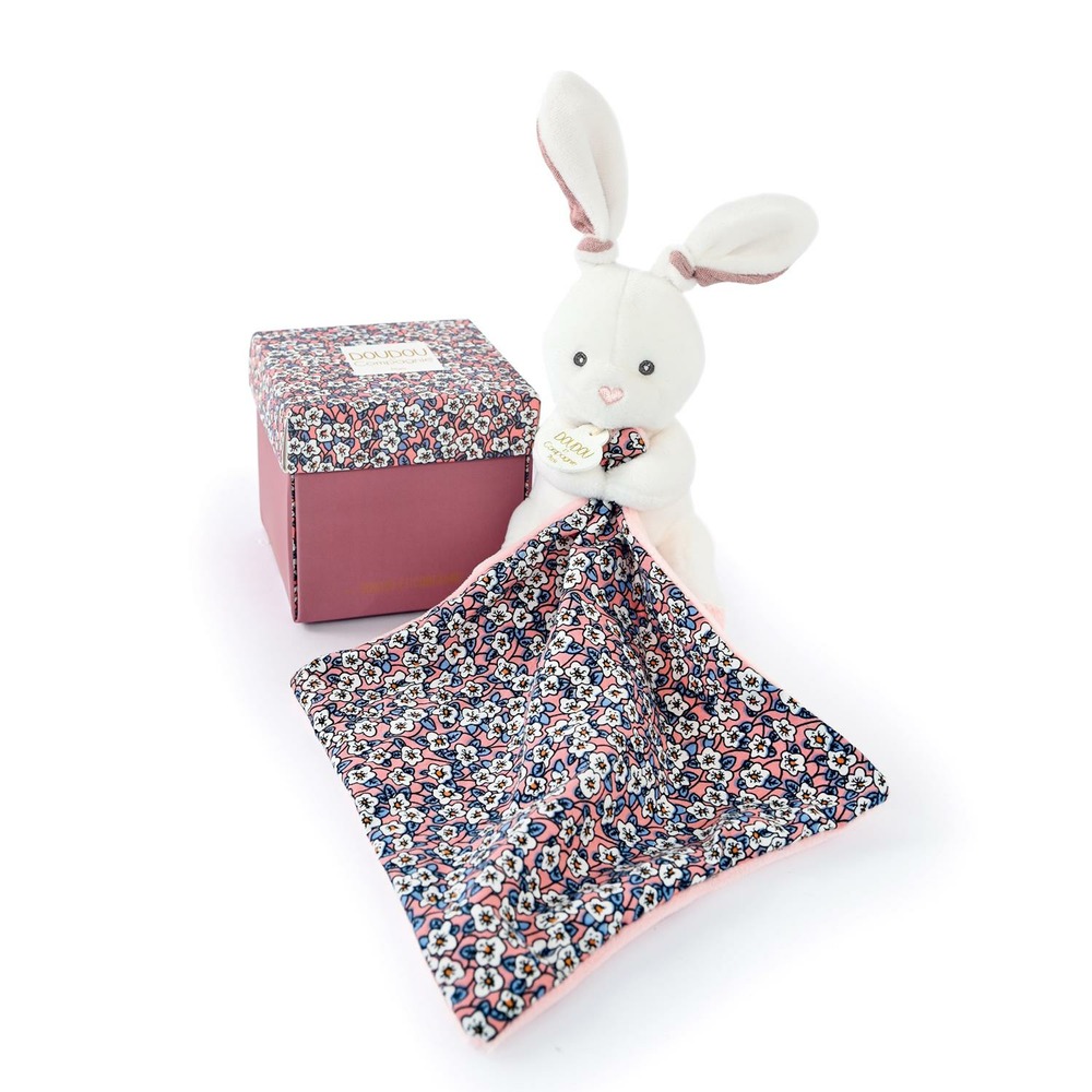 Doudou pantin lapin rose