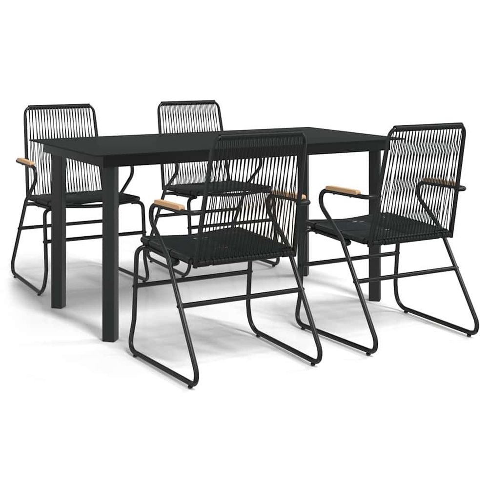 Ensemble à manger de jardin 5 pcs noir rotin pvc