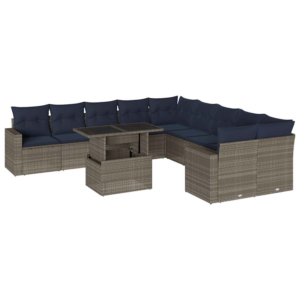 Ensemble de canapé de jardin 11 pcs avec coussins gris