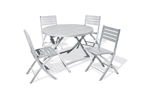 Ensemble repas marius 110 cm 4 places en aluminium gris