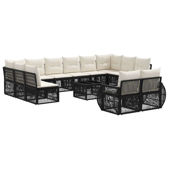 Ensemble de canapé de jardin 13 pc noir et blanc crème
