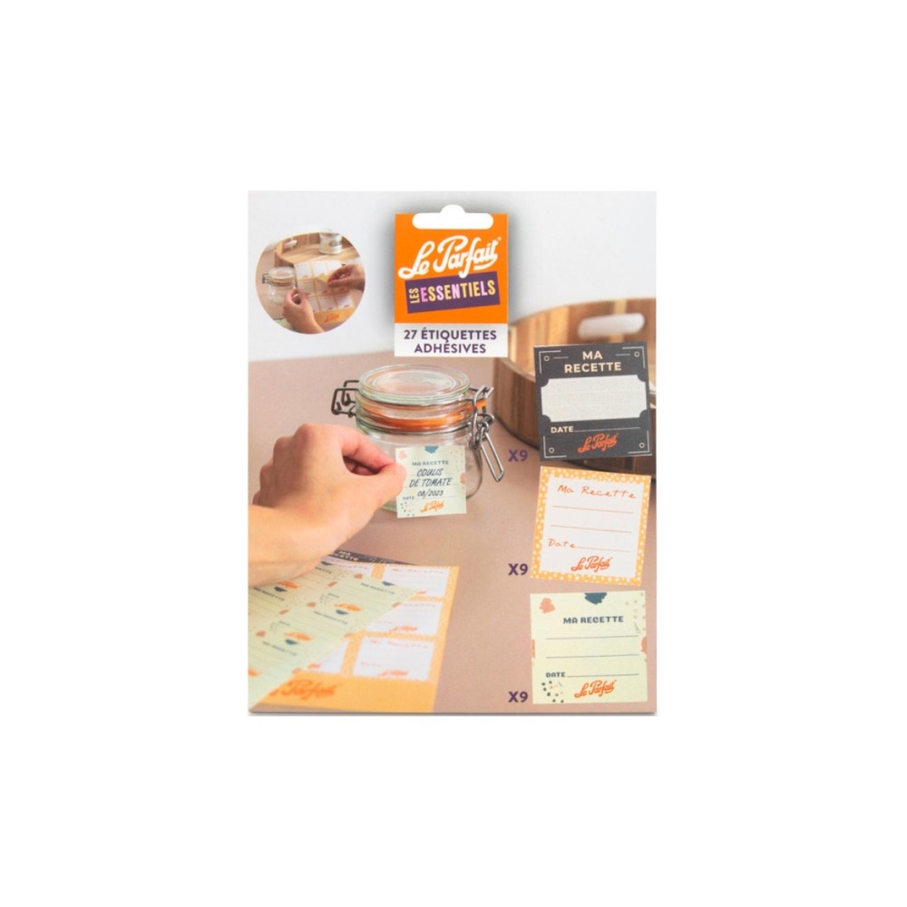 Planche de 27 étiquettes adhésives le parfait – organisation facile des bocaux